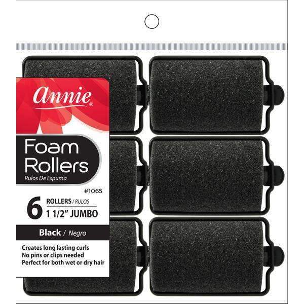 Annie Foam Rollers Jb 6Ct Black