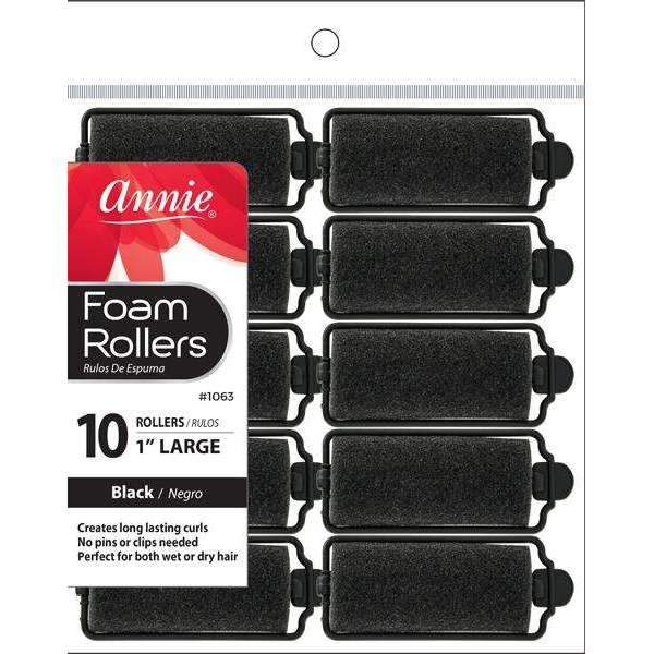 Annie Foam Rollers L 10Ct Black