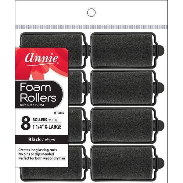 Annie Foam Rollers Xl 8Ct Black