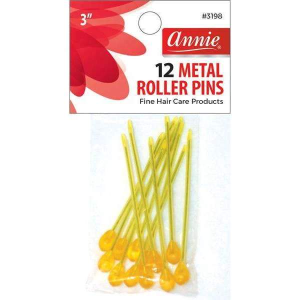 Annie Metal Roller Pins 3In 12Ct Amber