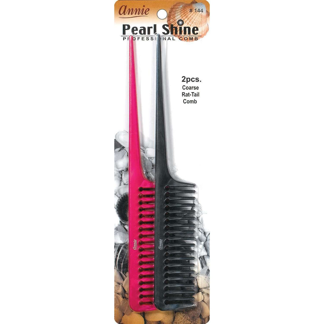 Annie Pearl Shine Combs Rat Tail 2Ct - Asst Color