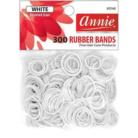 Annie Rubber Bands Asst Size 300Ct White