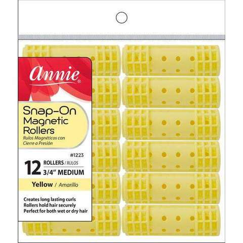 Annie Snap-On Magnetic Rollers Size M 12Ct Yellow