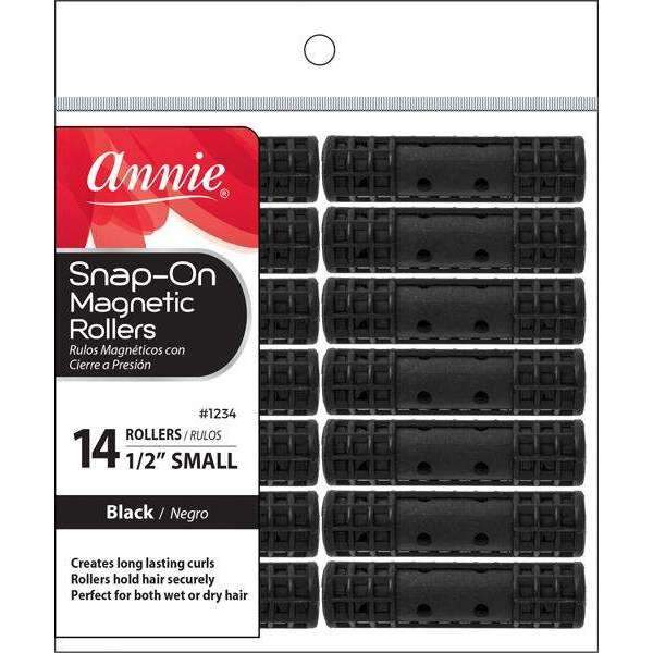 Annie Snap-On Magnetic Rollers Size S 14Ct Black