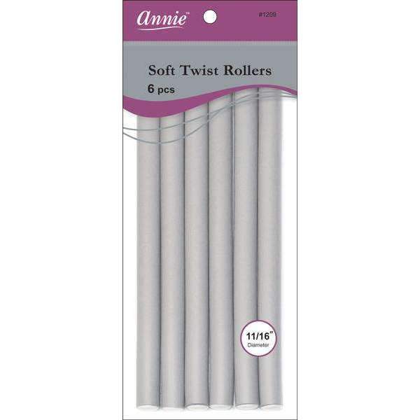 Annie Soft Twist Rollers 10in 6ct Gray