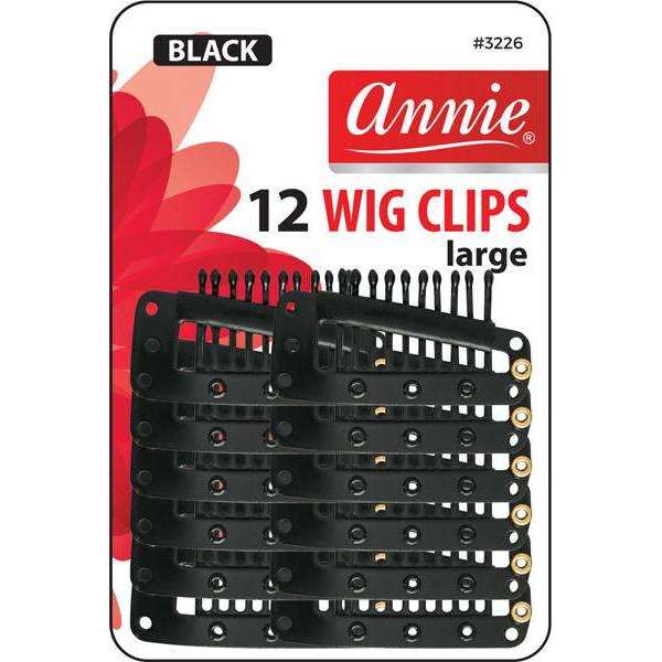 Annie Wig Clips Large - 12Ct Black