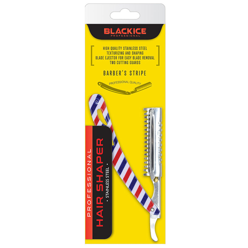 Black Ice Stainless Steel Barbers Stripe Razor